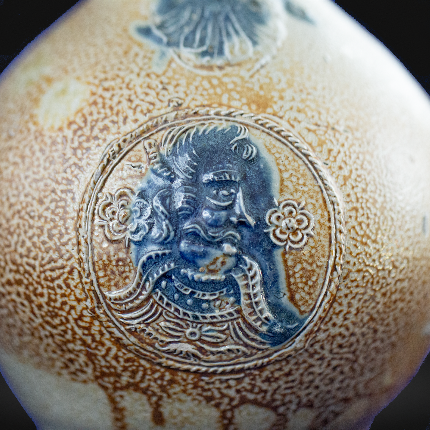 Cobalt Splashed Bellarmine Bottle circa 1600