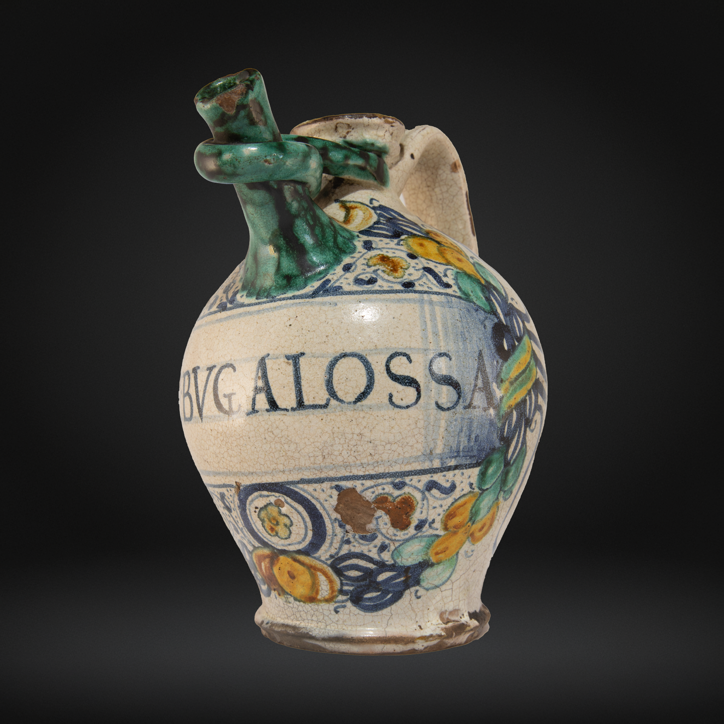 Dated 16thC Italian Renaissance Maiolica Wet Drug Jar 'A. DE. BVGALOSSA' 1545