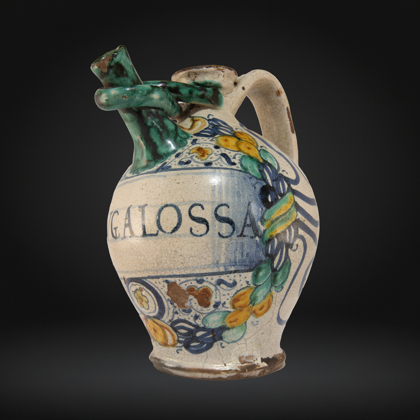 Dated 16thC Italian Renaissance Maiolica Wet Drug Jar 'A. DE. BVGALOSSA' 1545