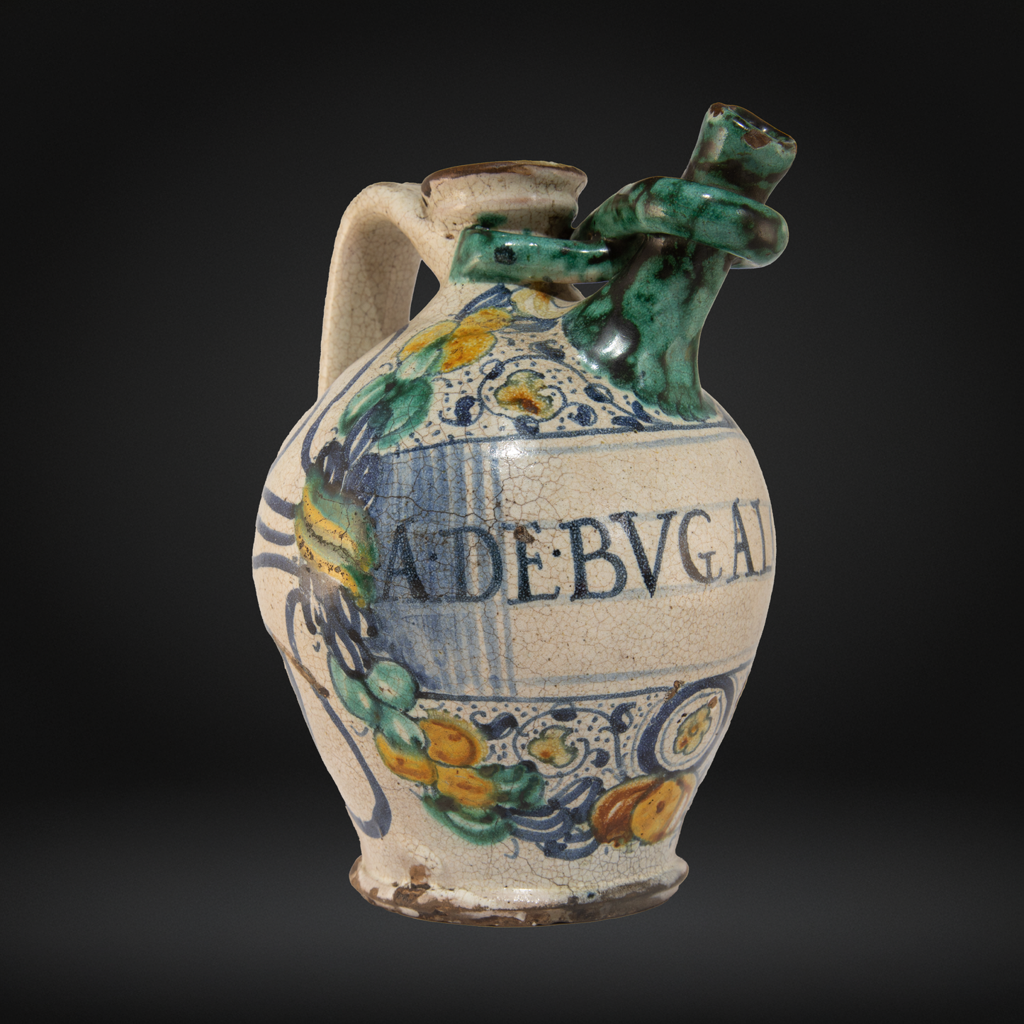 Dated 16thC Italian Renaissance Maiolica Wet Drug Jar 'A. DE. BVGALOSSA' 1545