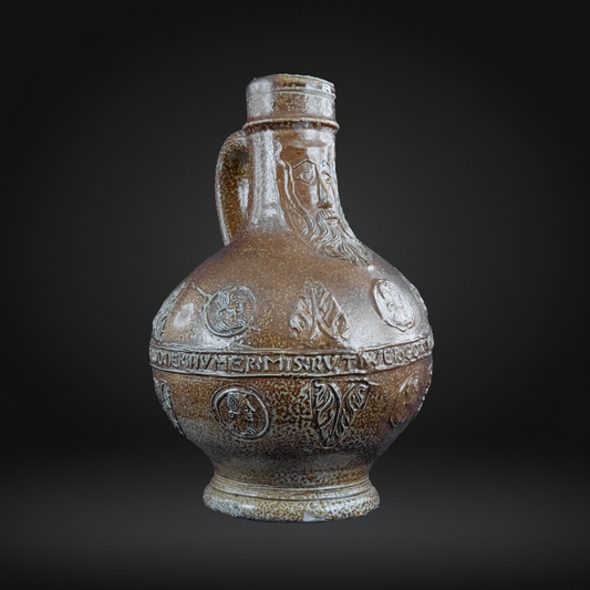 Mid 16th Century Bellarmine Bottle, German Salt Glaze Stoneware - Frechen
