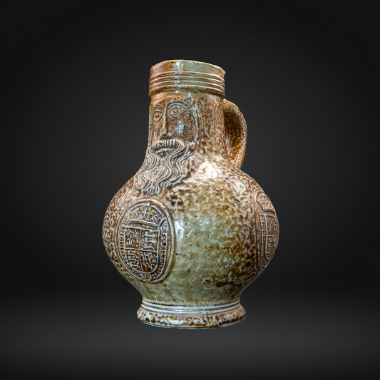 16th Century 3x Medallion Bellarmine Bottle, ELIZABETH I Coat of Arms