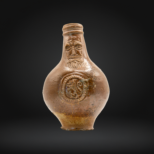 17th Century Bellarmine Bottle, Rampant Lion Medallion