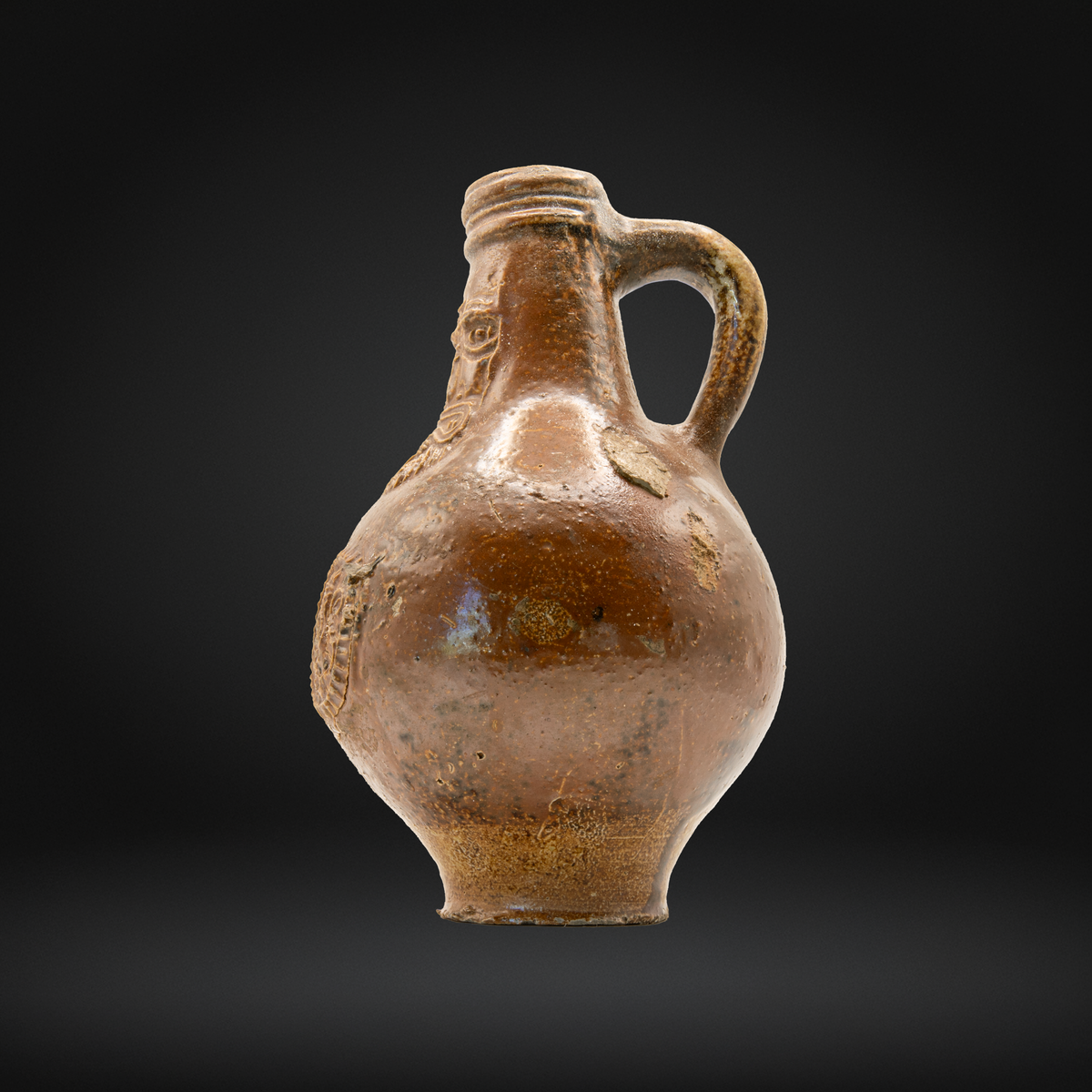 17th Century Bellarmine Bottle, Rampant Lion Medallion
