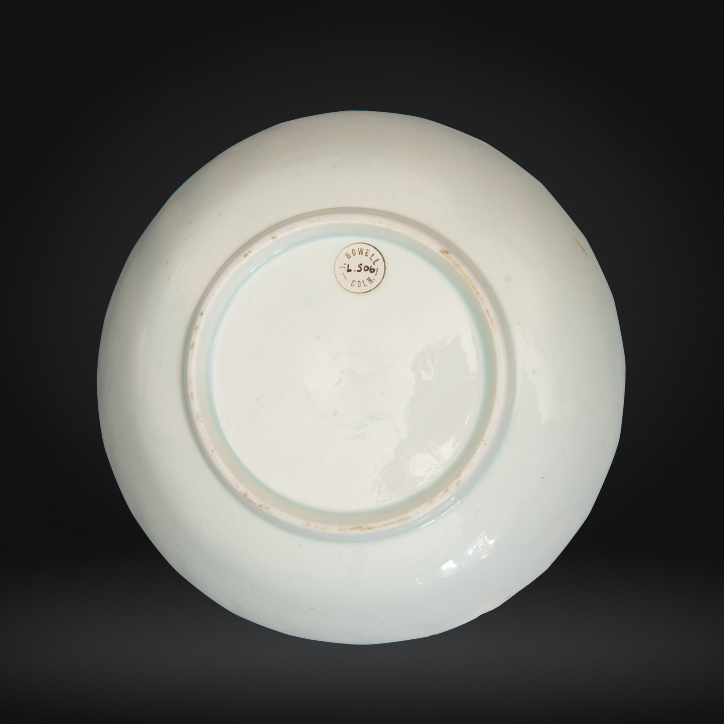 Lowestoft Porcelain Armorial Saucer, Initials & Demi Lion - Gold & Black c1795