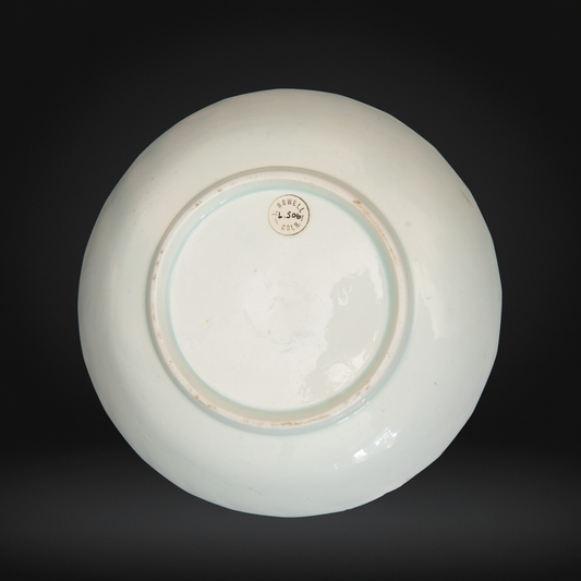 Lowestoft Porcelain Armorial Saucer, Initials & Demi Lion - Gold & Black c1795